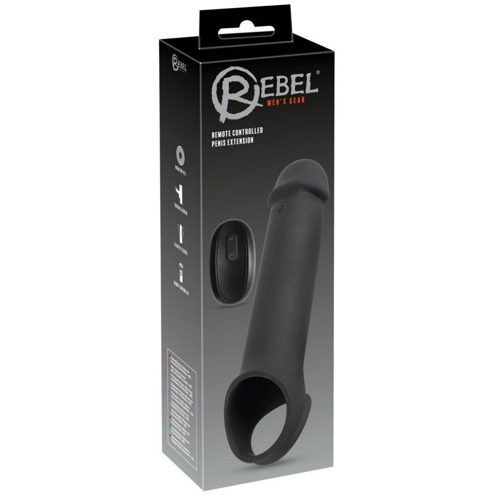 Rebel Men's Gear Remote Controlled Penis Extension Titreşimli Penis Kılıfı