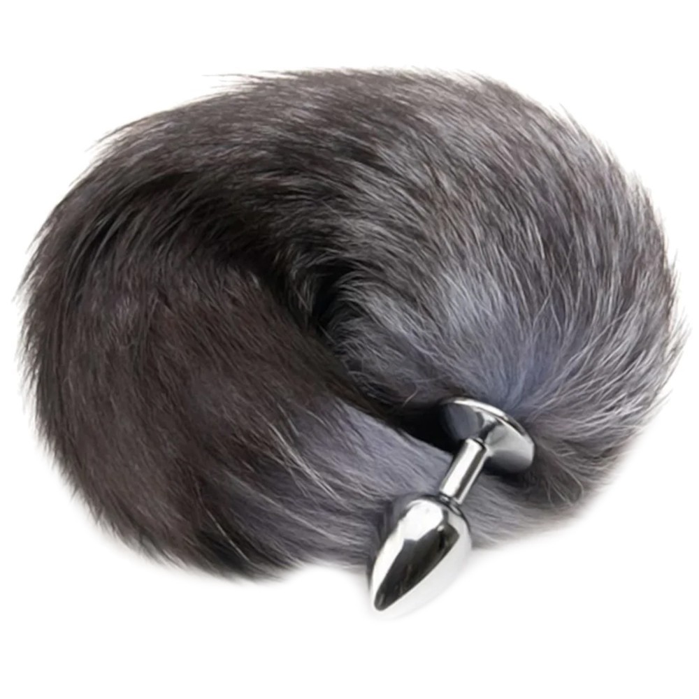 bAŞKa Anal Play Tail Butt Small Metal Kuyruklu Anal Plug-Gray