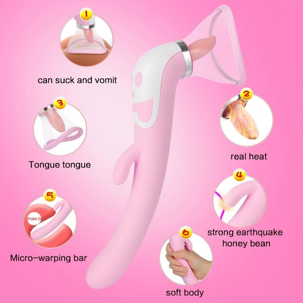 bAŞKa Sucker Licker G-Spot Çift Yönlü Isıtmalı Yalama Vibratör