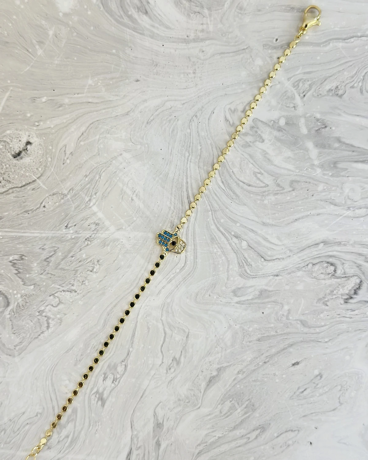 Mystic Hamsa – Nazar Boncuklu Gold Bileklik