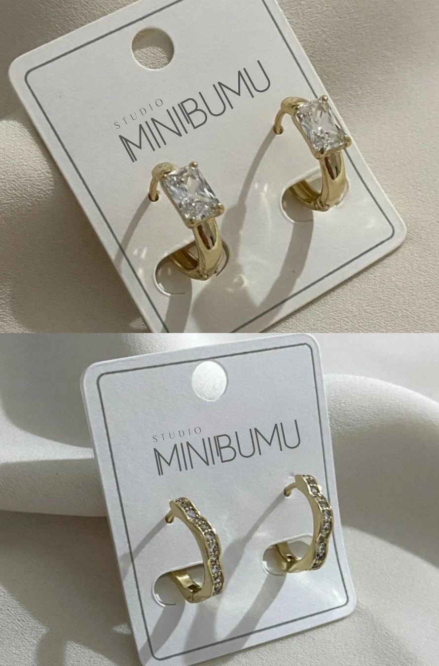 2 Çift Taşlı Kararmaz Çelik Altın Renkli Halka Küpe Seti