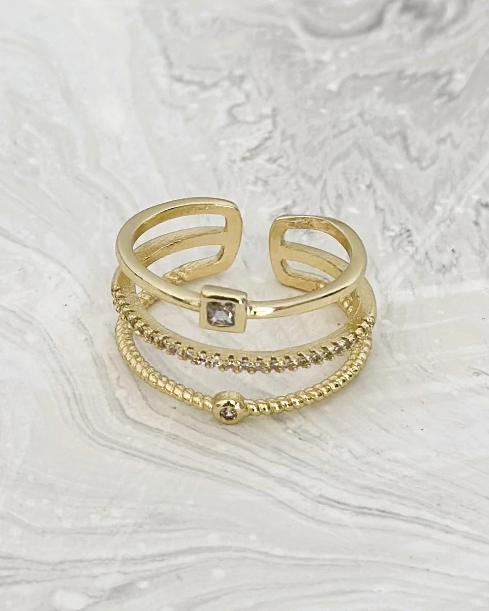 Trinity Spark – Ayarlanabilir Üç Sıra Taş Detaylı Yüzük