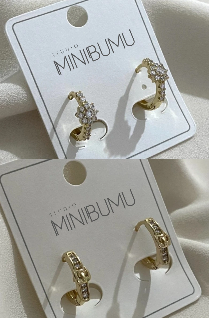 2 Çift Taşlı Kararmaz Çelik Altın Renkli Halka Küpe Seti