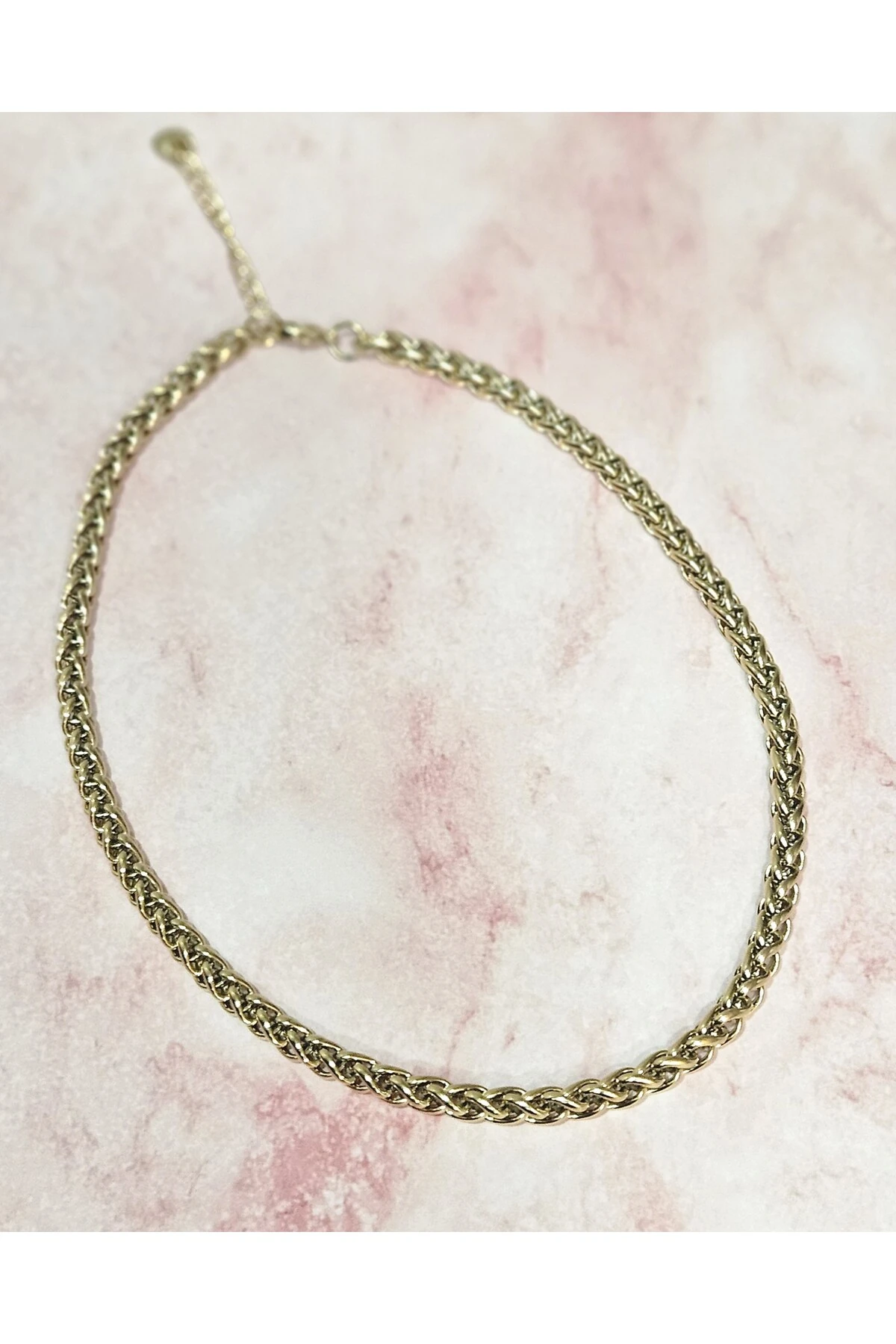 Kalın Zincir Kararmayan Çelik Kolye – Altın Renk Paslanmaz Çelik