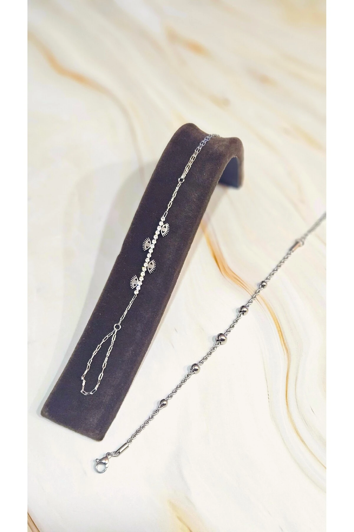 Kararmaz Çelik Göz Nazar Detaylı Gümüş Şahmeran