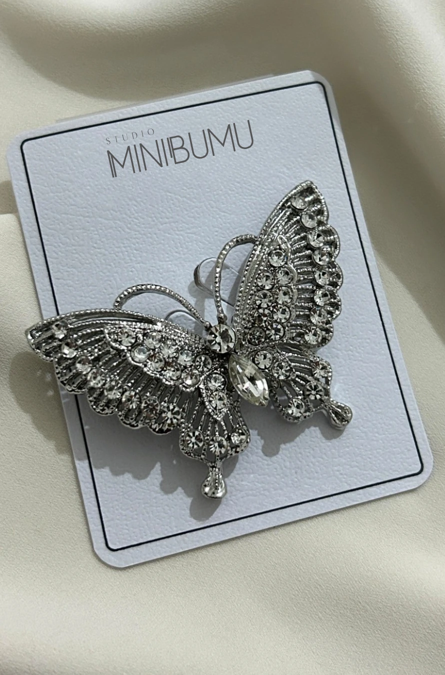 TAŞ DETAYLI KELEBEK MOTİF BROŞ