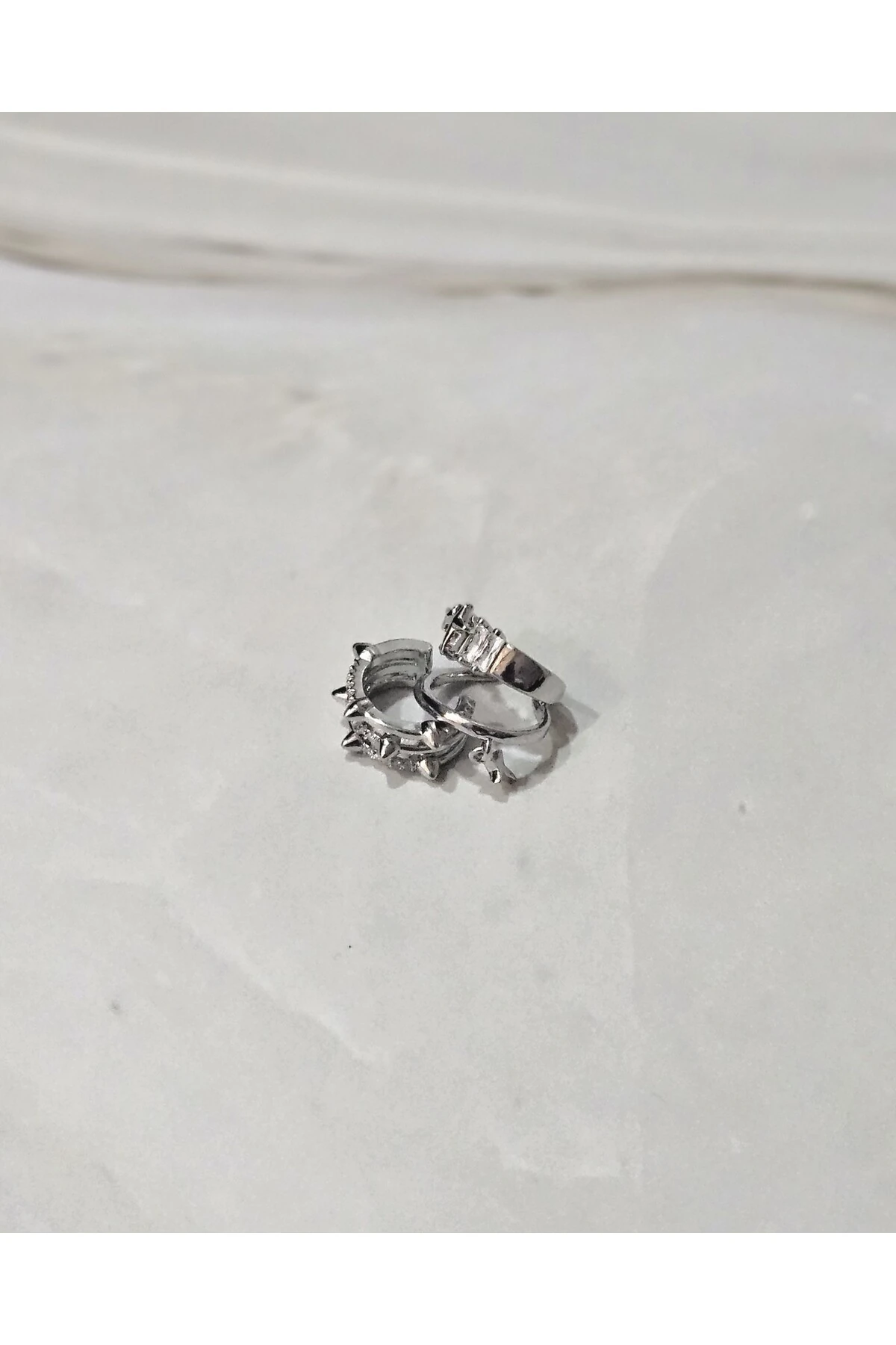 2’li Kararmayan Çelik Earcuff Seti – Gümüş Renk Paslanmaz Çelik