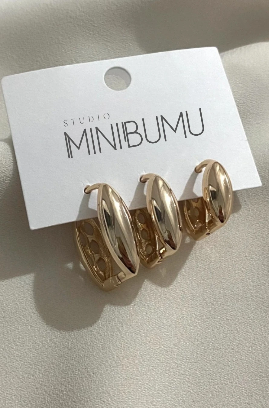 3 Damla Şekilli Kararmaz Çelik Altın Renkli Küpe