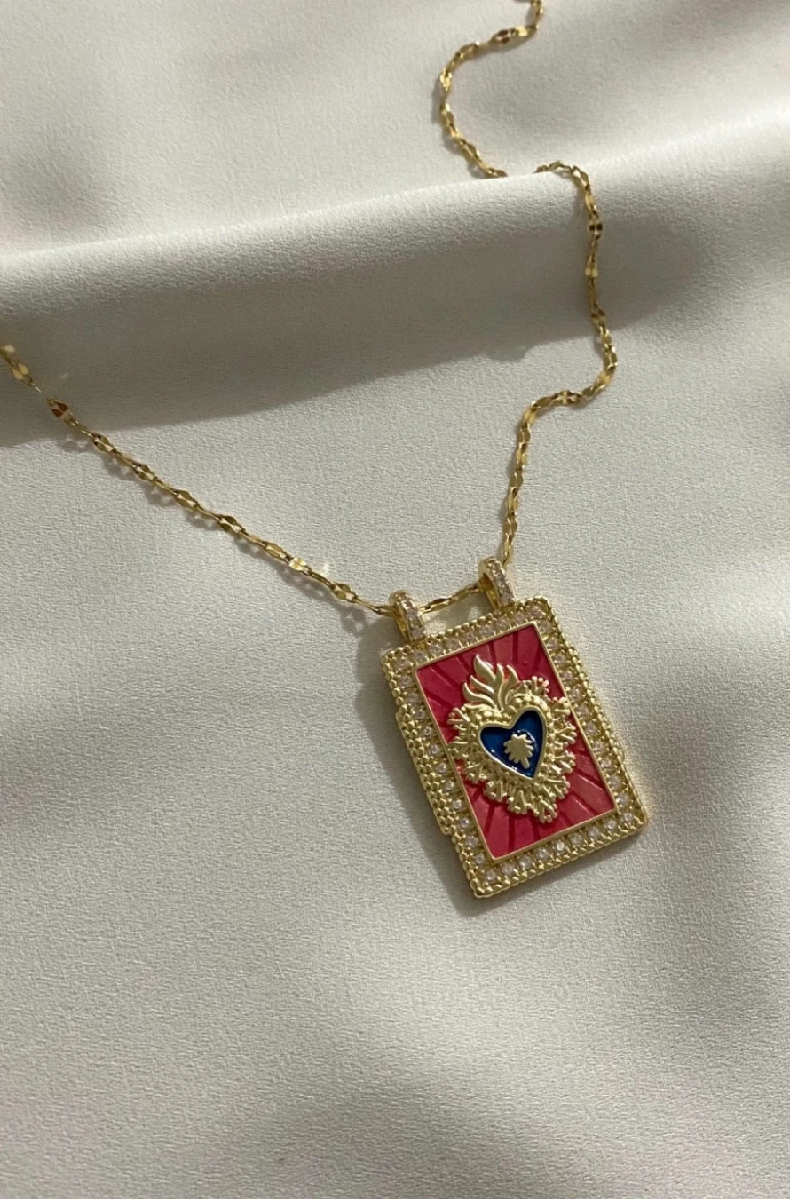 Tarot Desenli Kalpli Kararmaz Çelik Kolye