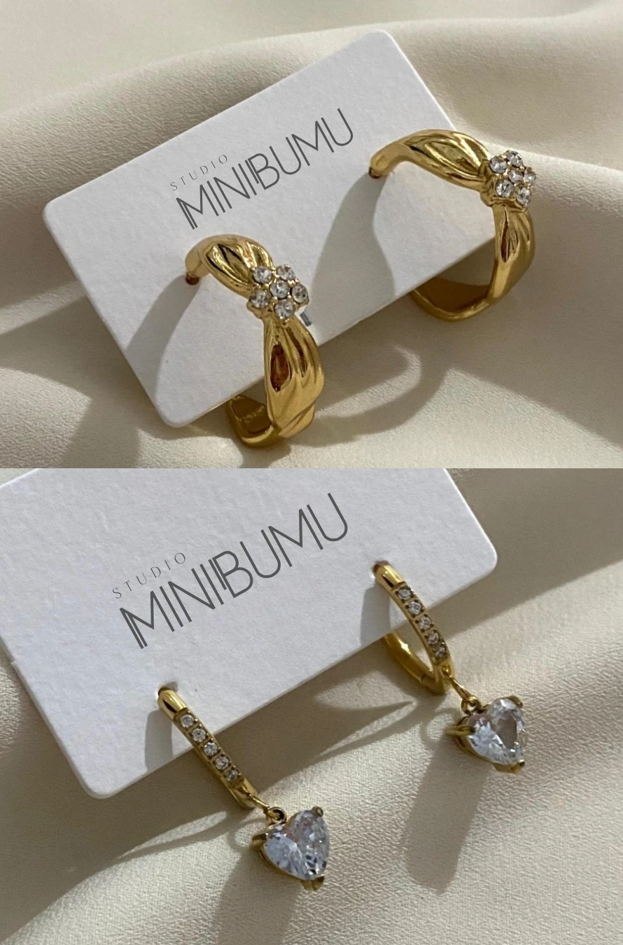 2 Çift Halka & Tek Taşlı Kararmaz Çelik Altın Renkli Küpe Seti