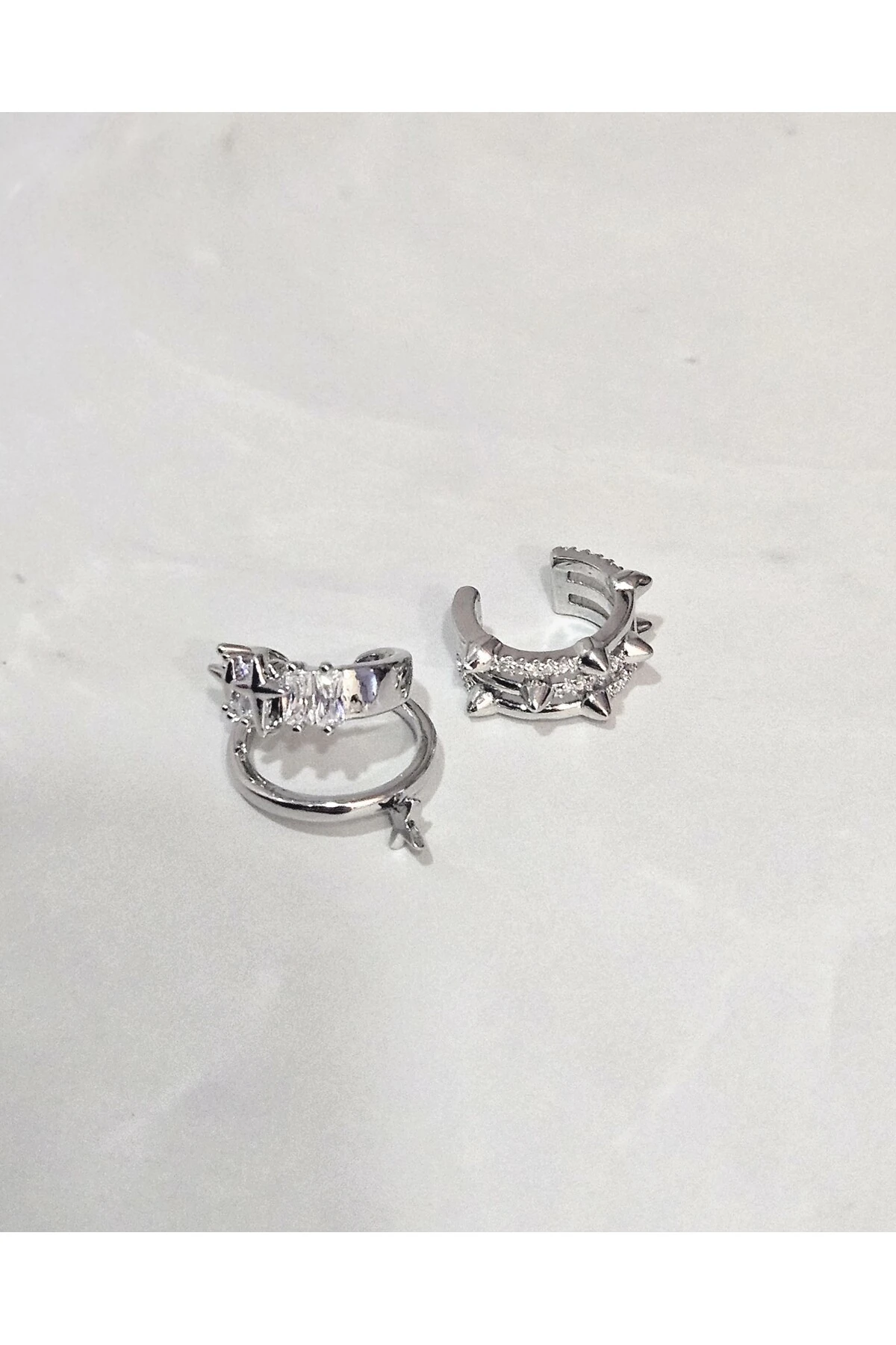 2’li Kararmayan Çelik Earcuff Seti – Gümüş Renk Paslanmaz Çelik