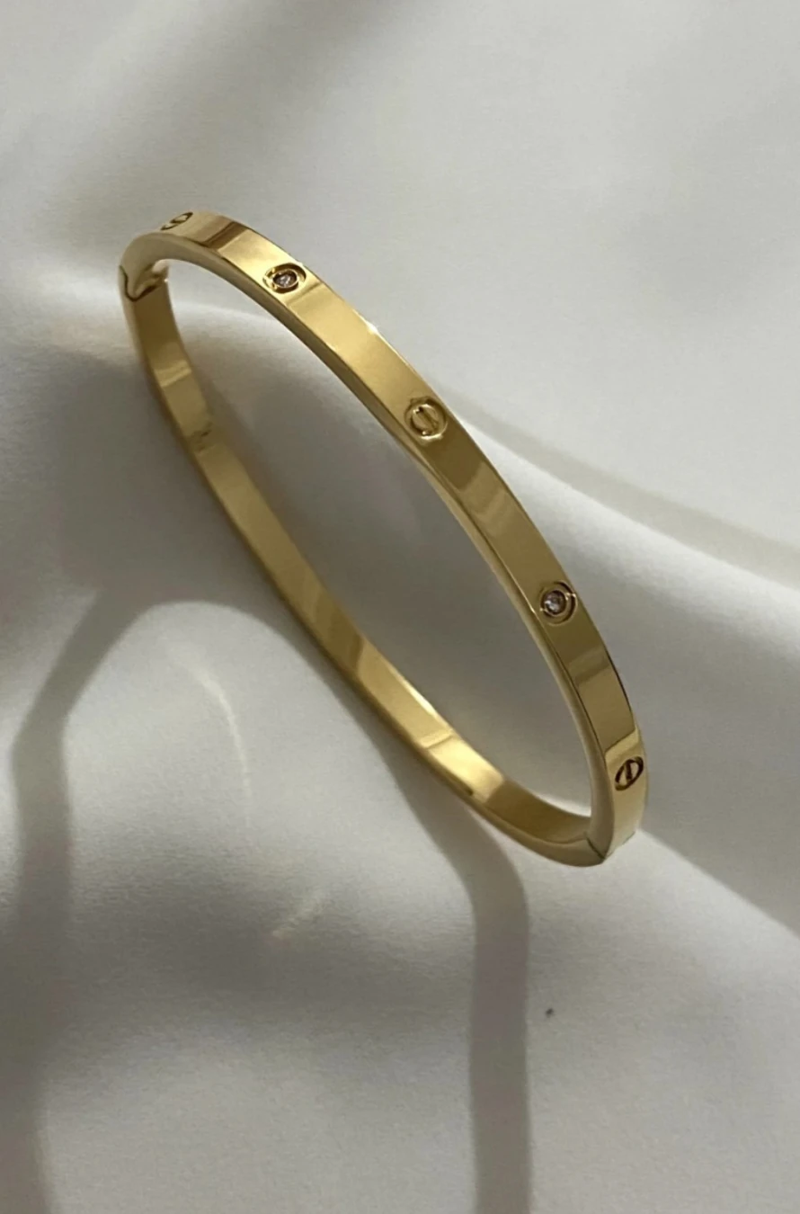 CARTER TAŞLI MODEL KARARMAZ ÇELİK ALTIN RENKLİ KELEPÇE