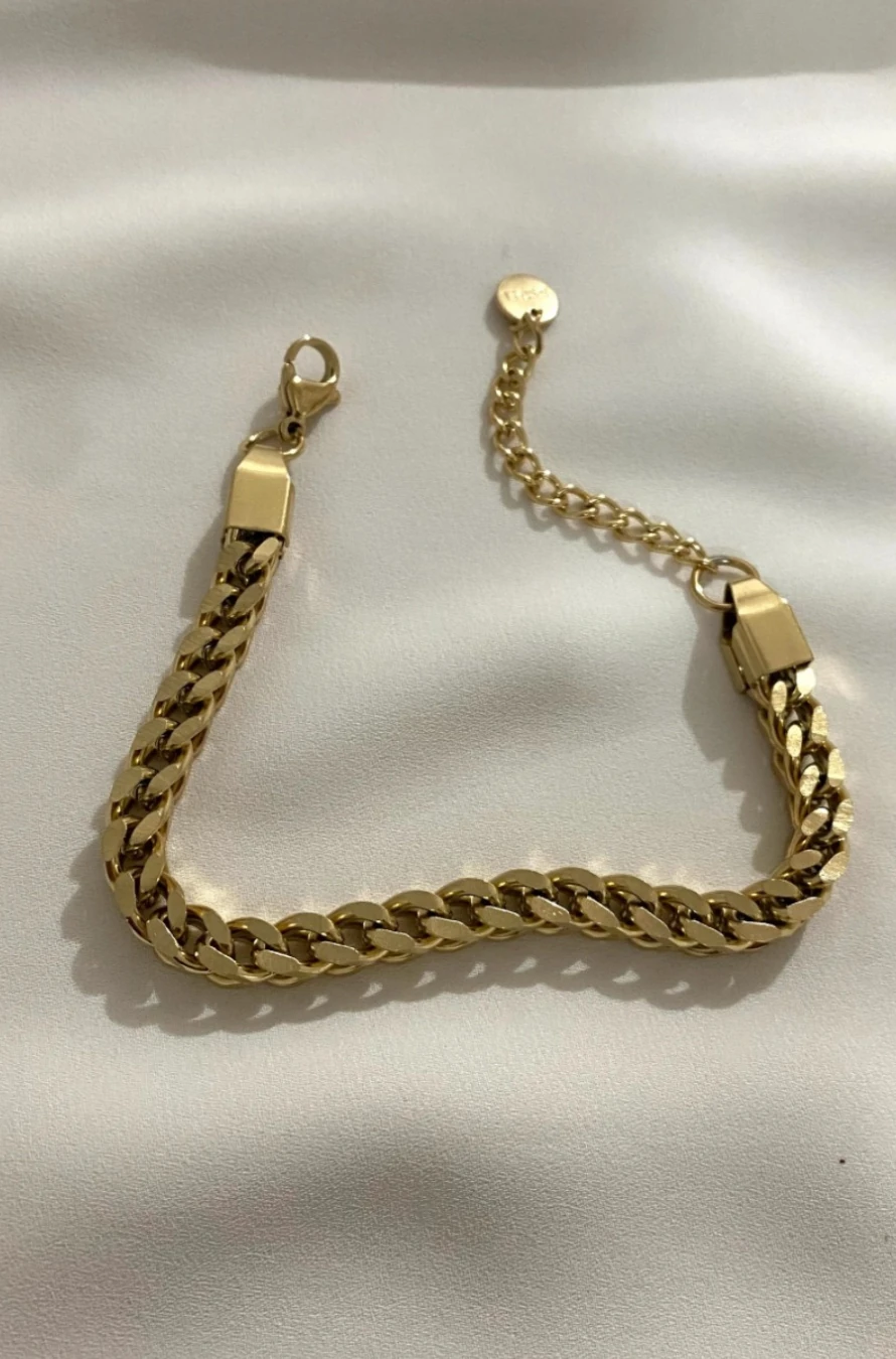 KALIN ZİNCİR KARARMAZ ÇELİK ALTIN RENKLİ BİLEKLİK