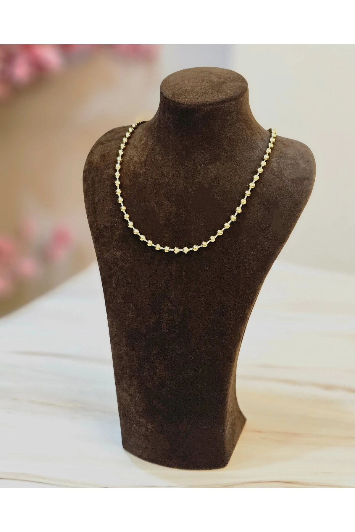 Zincir Kararmayan Çelik Kolye – Altın Renk Paslanmaz Çelik