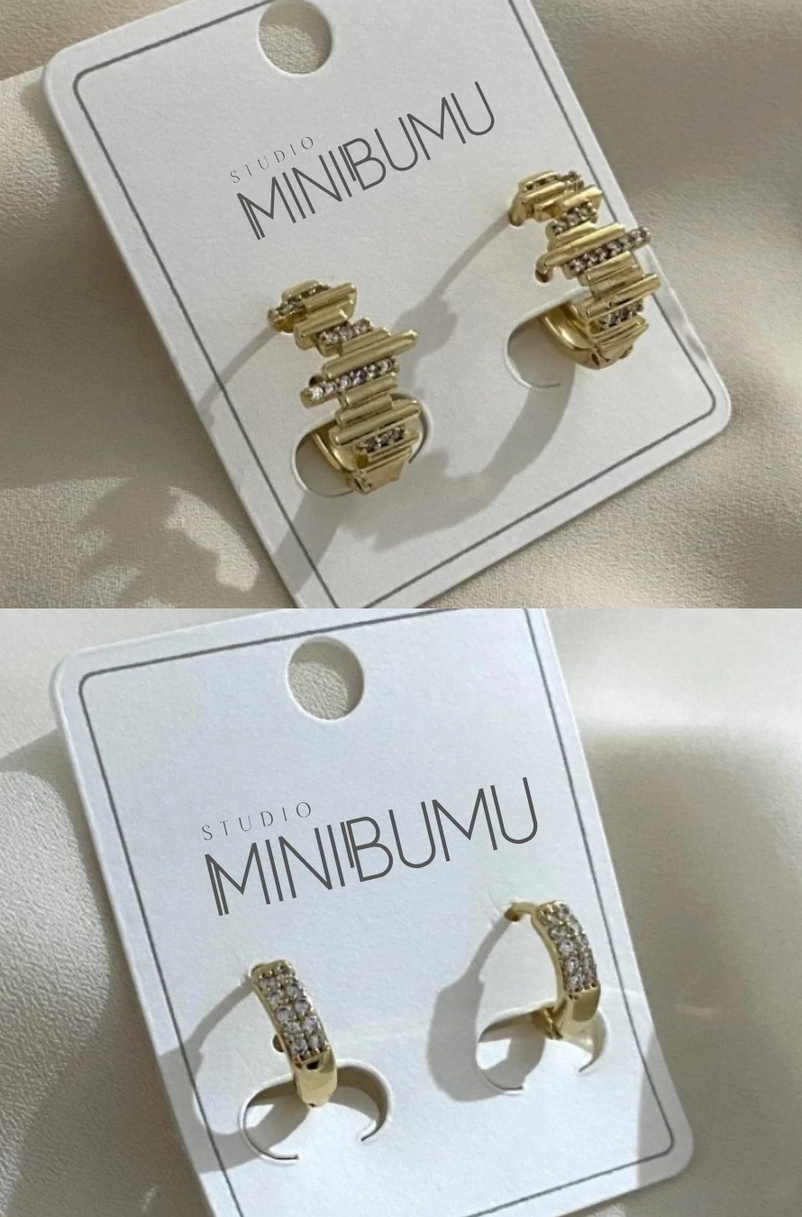 2 Çift Taşlı Kararmaz Çelik Altın Renkli Küpe Seti