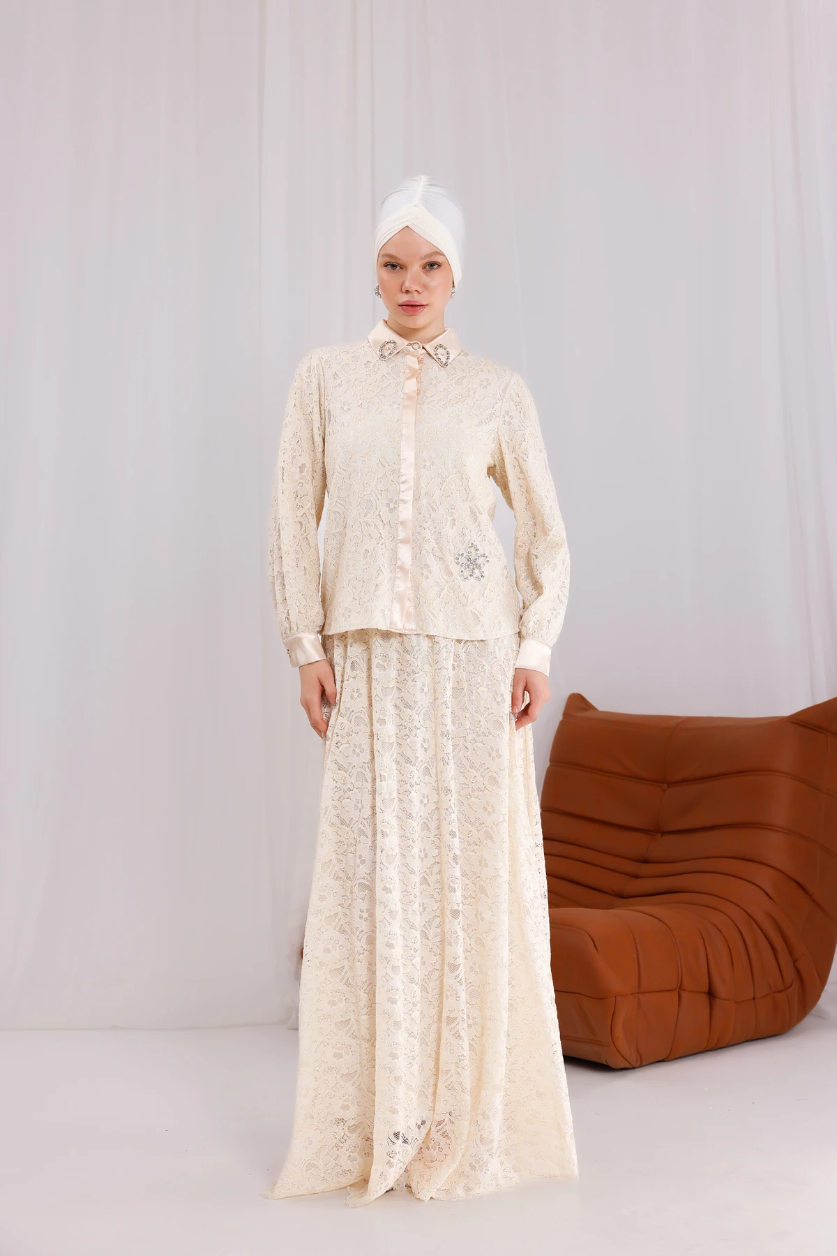 Lumina Dantelli İkili Takım 3168 - Ekru