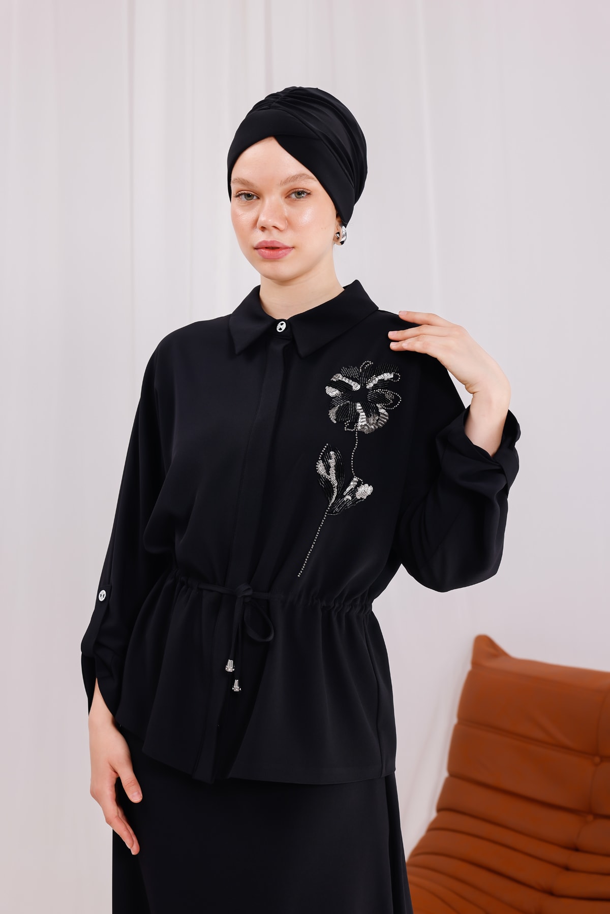 Fleur Desenli Nakış İşlemeli Kuşaklı Takım 3268