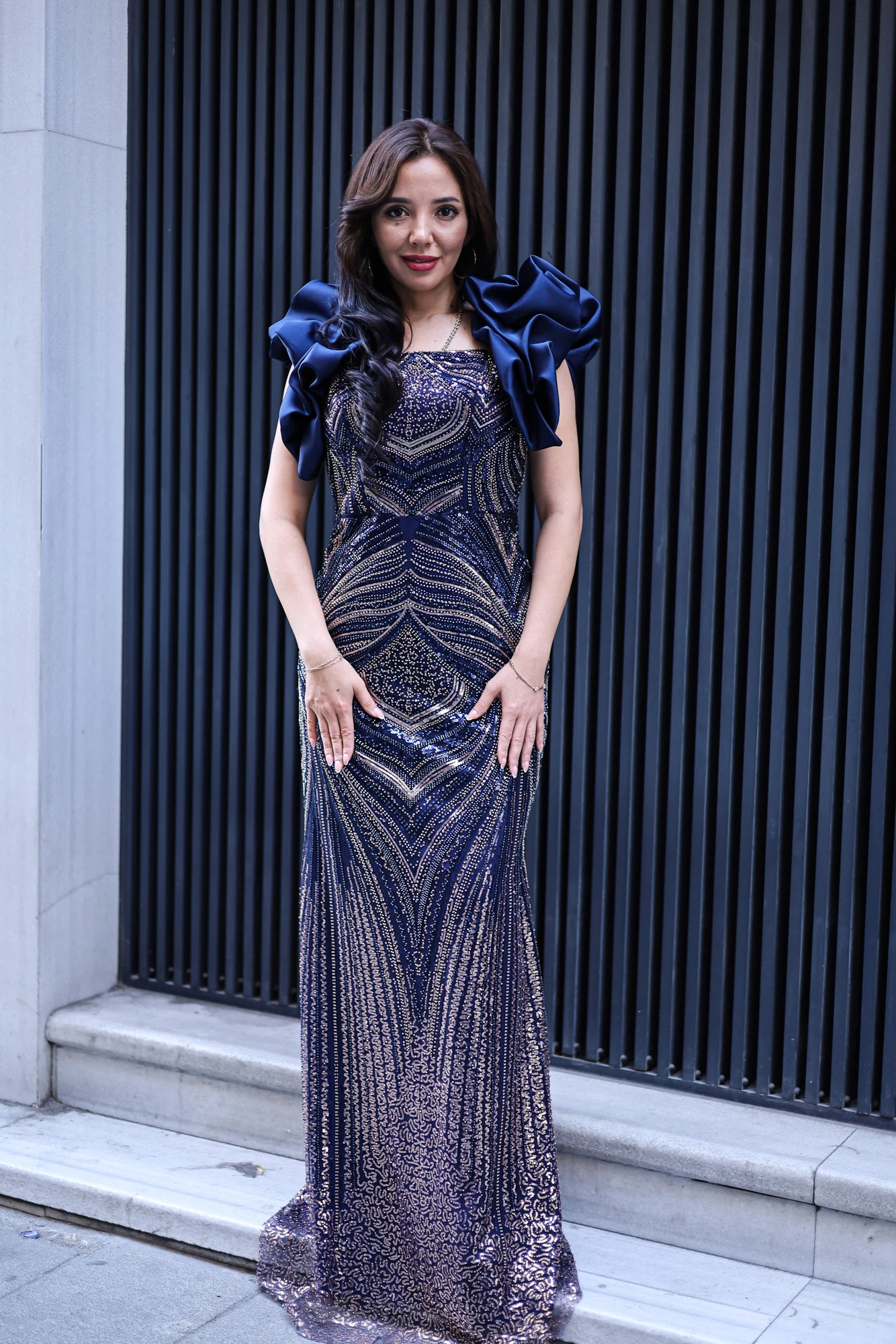 Royal Boncuklu Tüllü Uzun Abiye Elbise