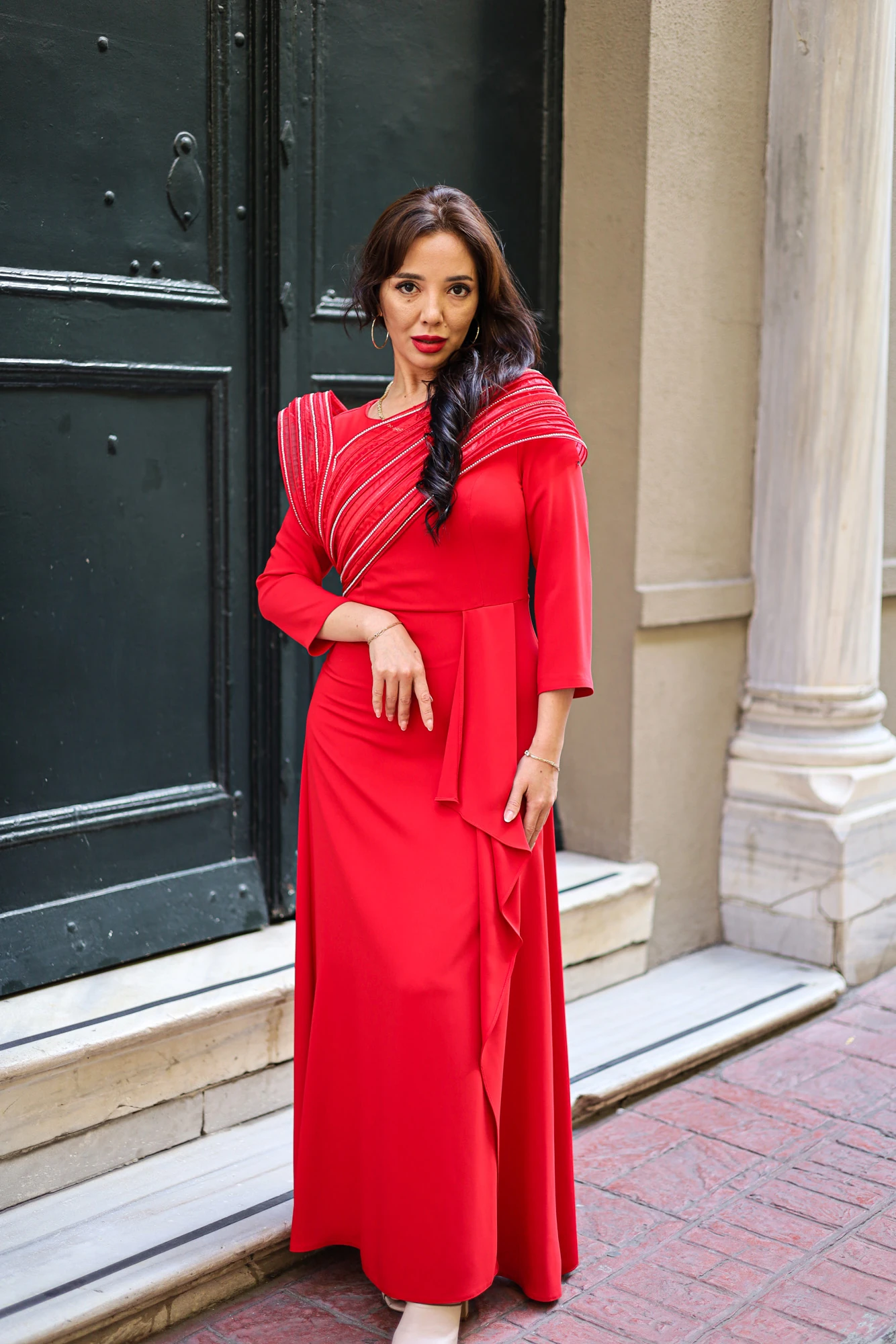 Organze Taşlı Elbise 9023