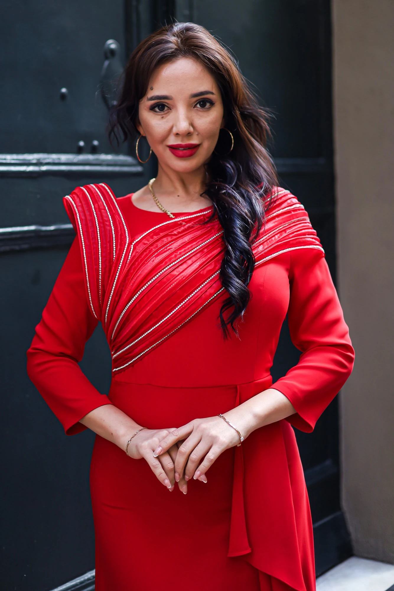 Organze Taşlı Elbise 9023