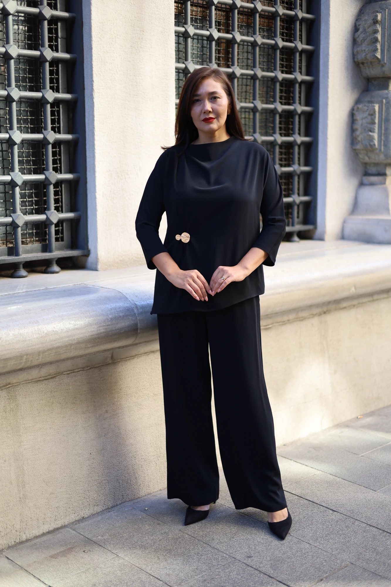 Tokalı Saten İkili Takım 3269 - Siyah