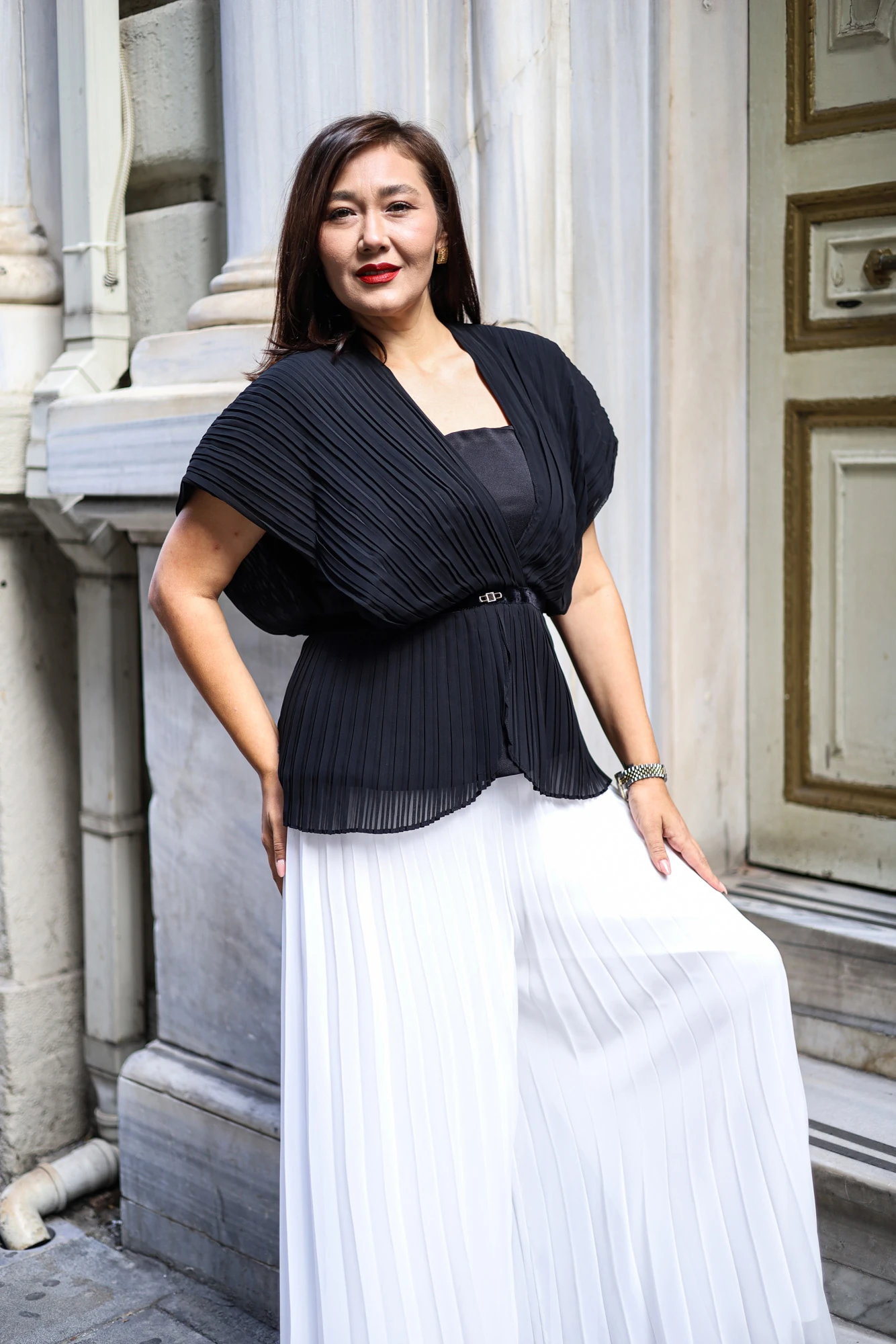 Şifon Taşlı Tulum Abiye Piliseli Takım - 9032