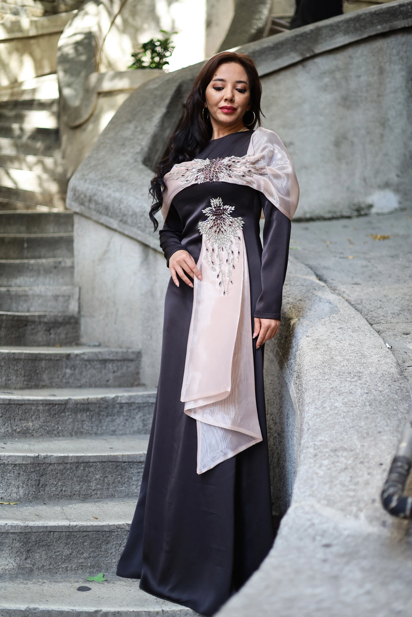 Organze Taşlı Abiye-9035