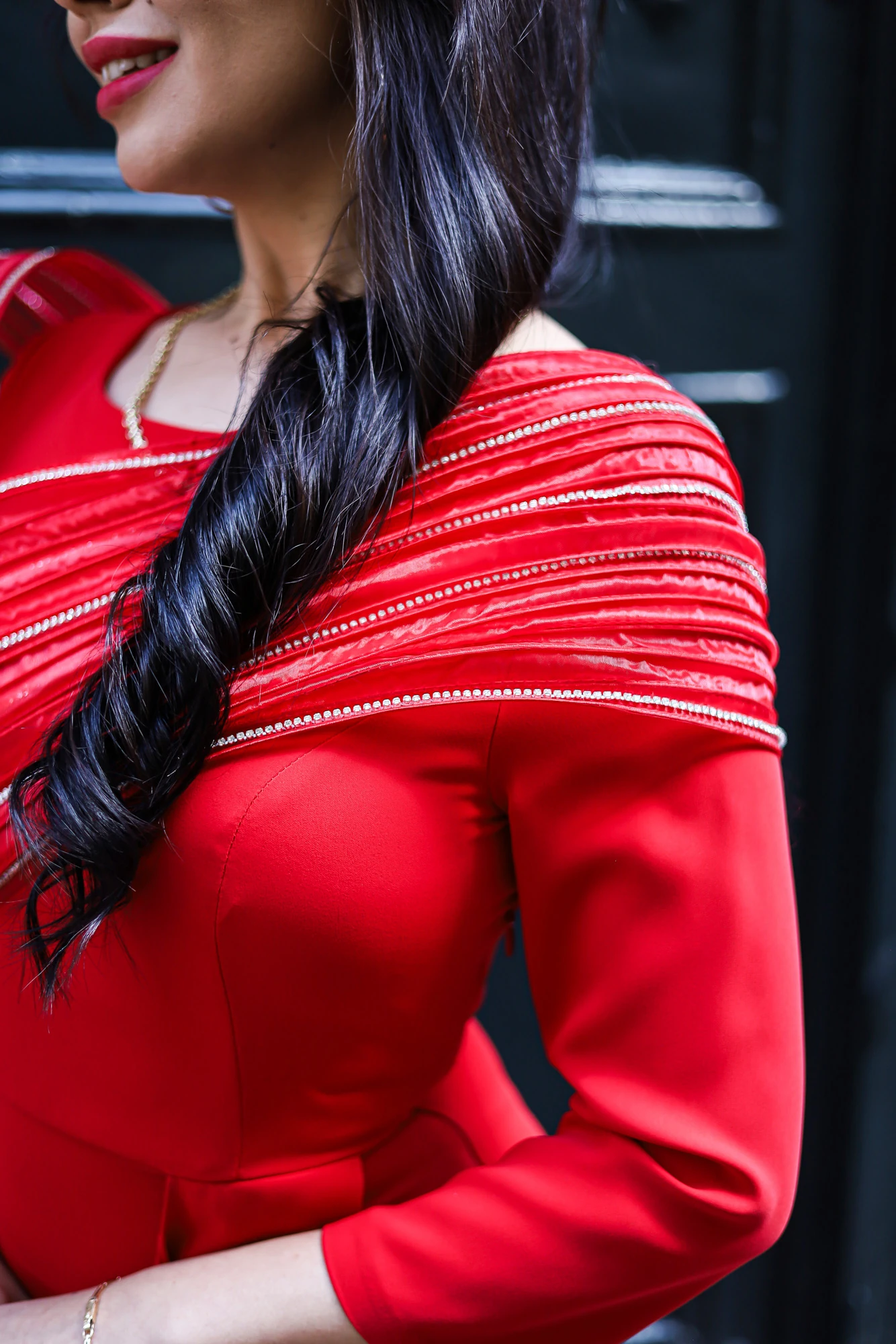 Organze Taşlı Elbise 9023