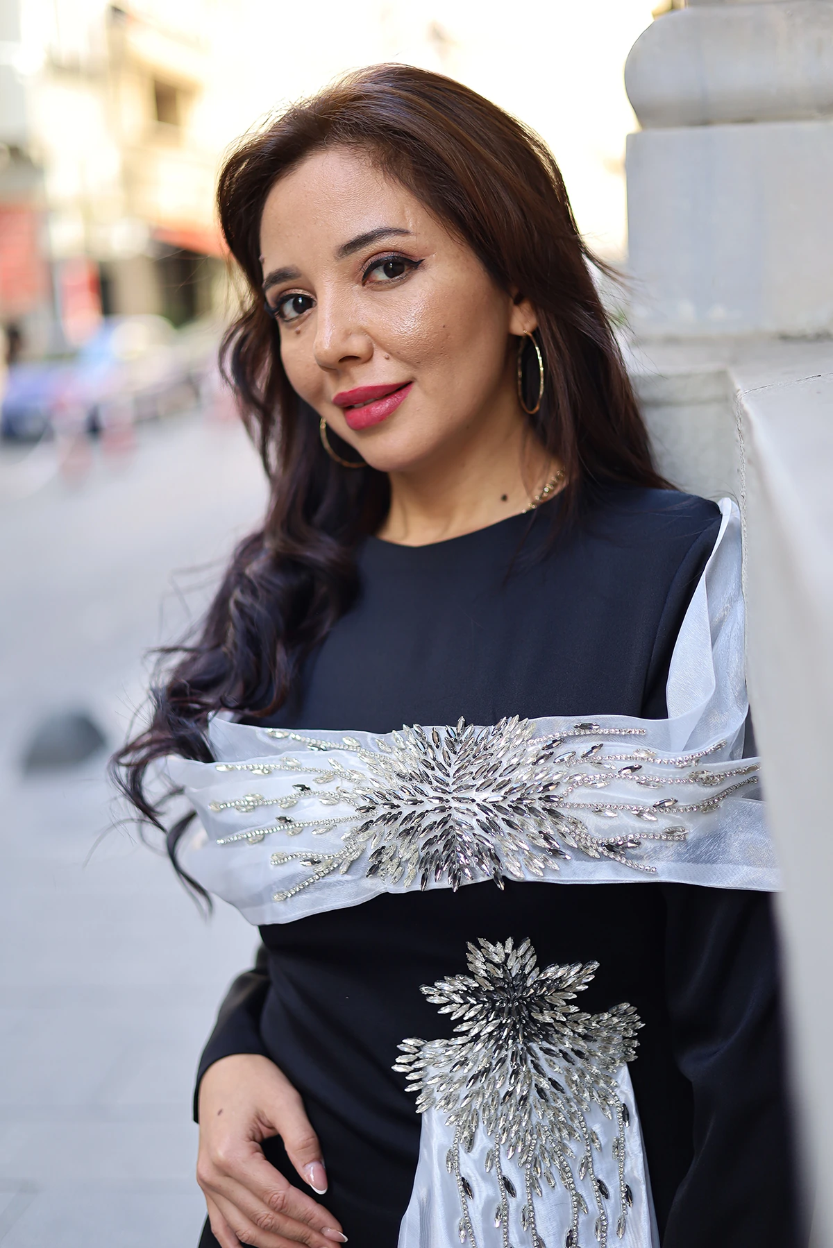 Organze Taşlı Abiye-9035