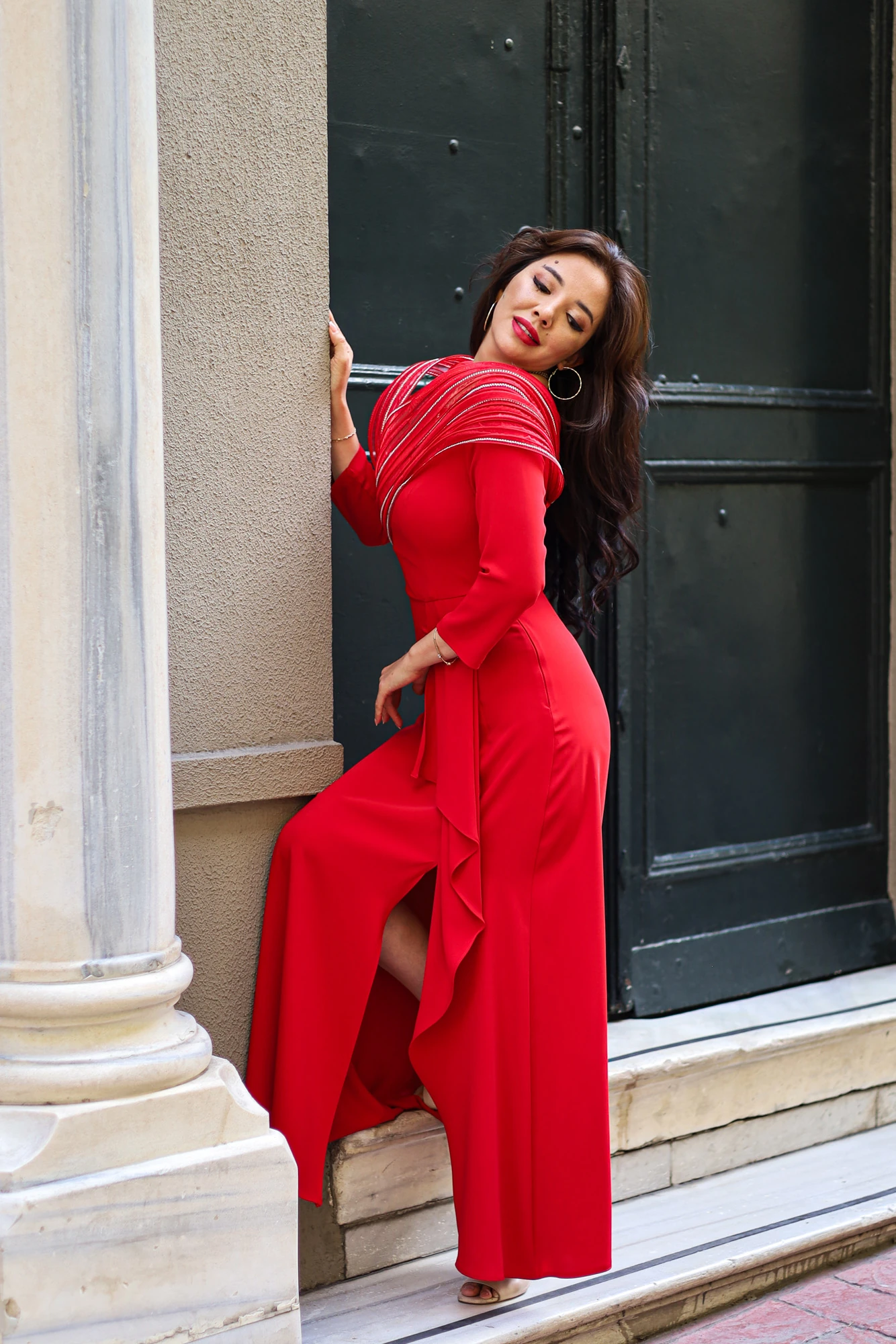 Organze Taşlı Elbise 9023