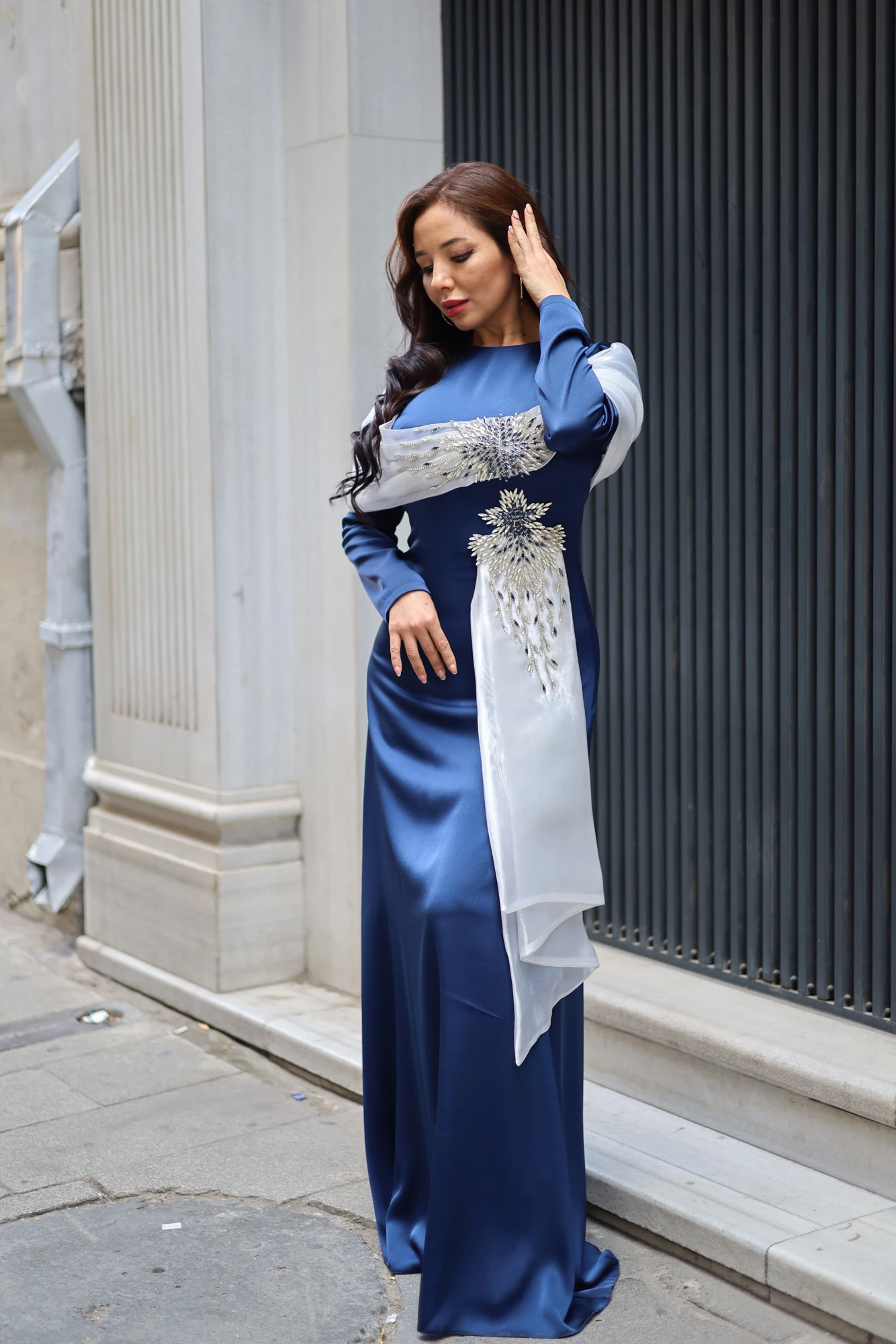 Organze Taşlı Abiye-9035