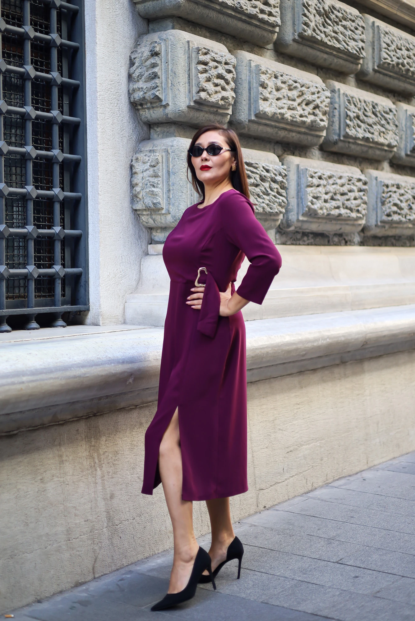 Tokalı Elbise - 9033 - Lila