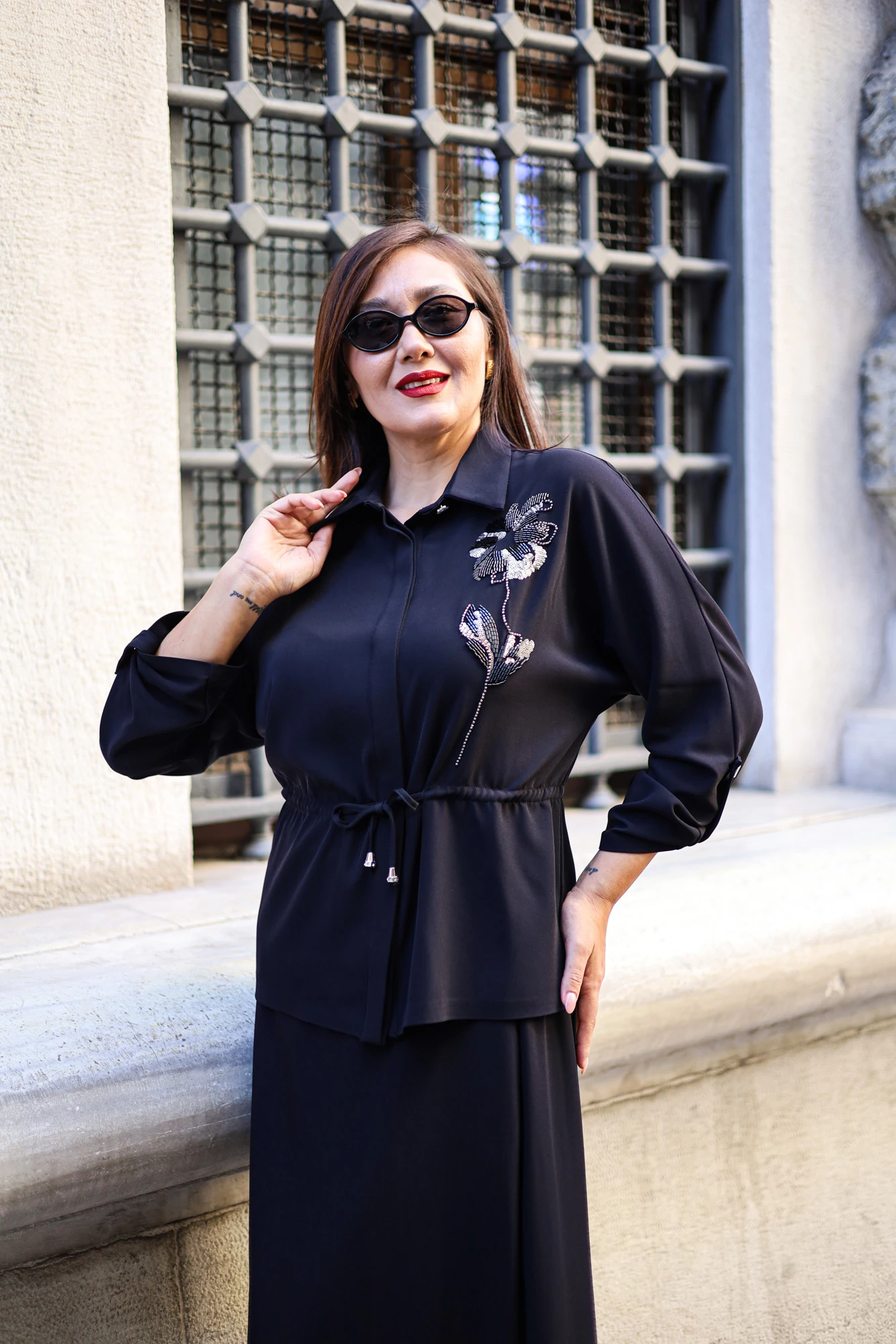 Fleur Desenli Nakış İşlemeli Kuşaklı Takım 3268