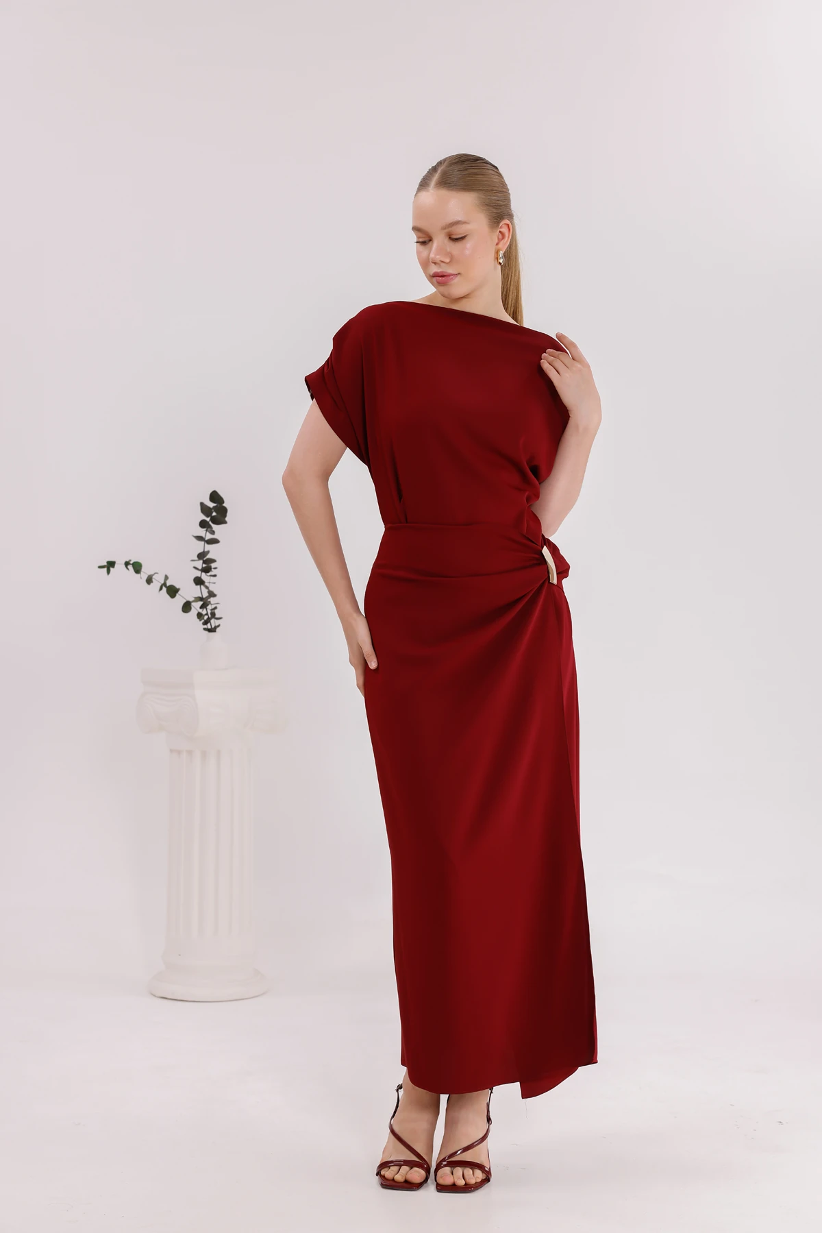 Mulier Kısa Kollu Tokalı Elbise 9020