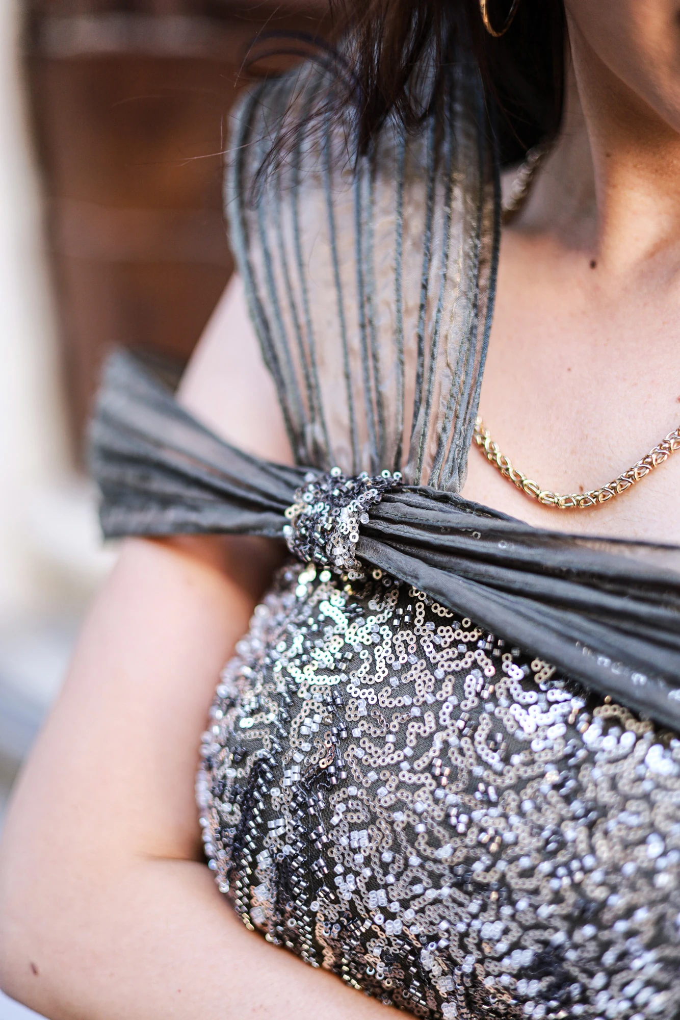 Silver Glow Taşlı Organze Abiye Elbise 3274