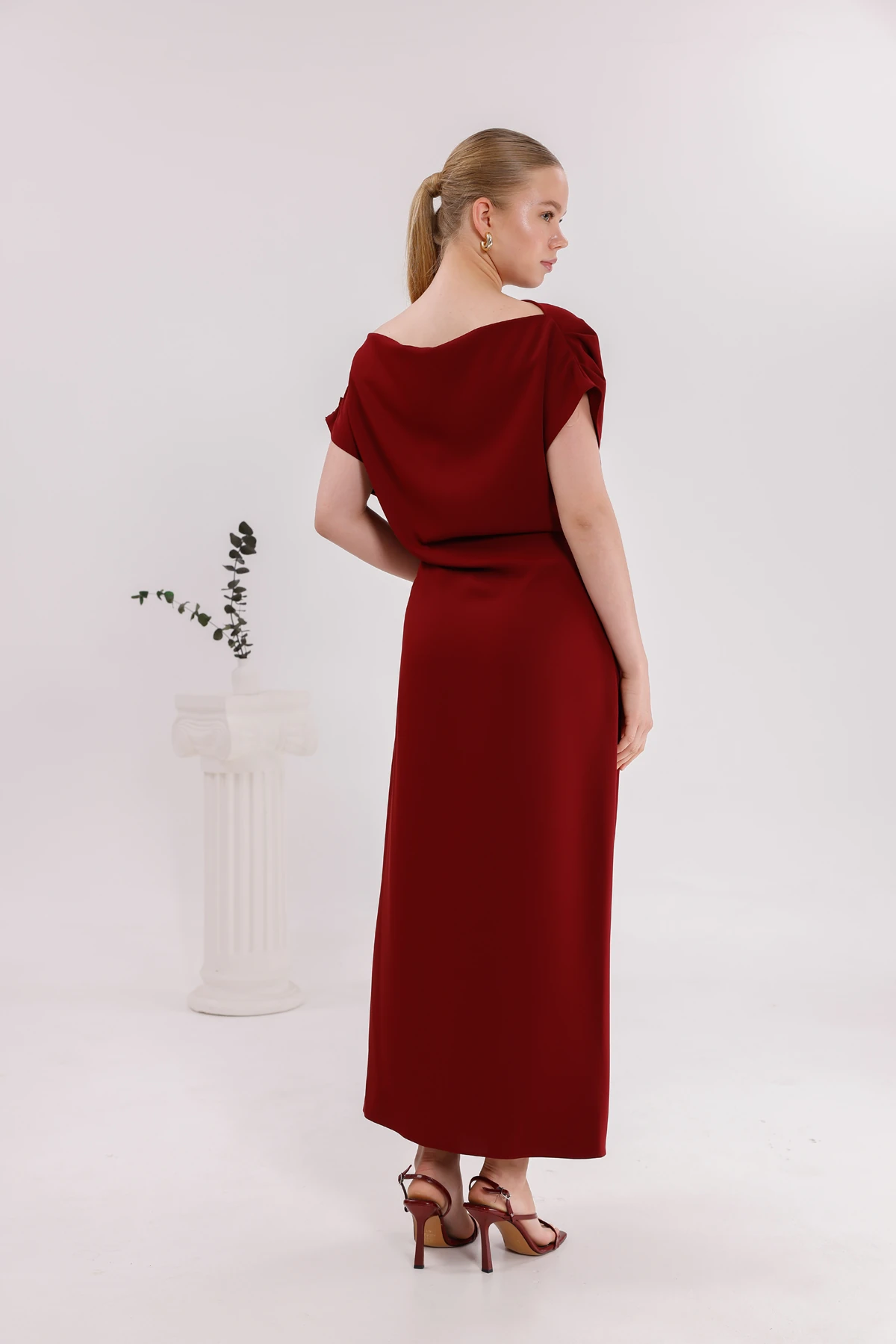 Mulier Kısa Kollu Tokalı Elbise 9020