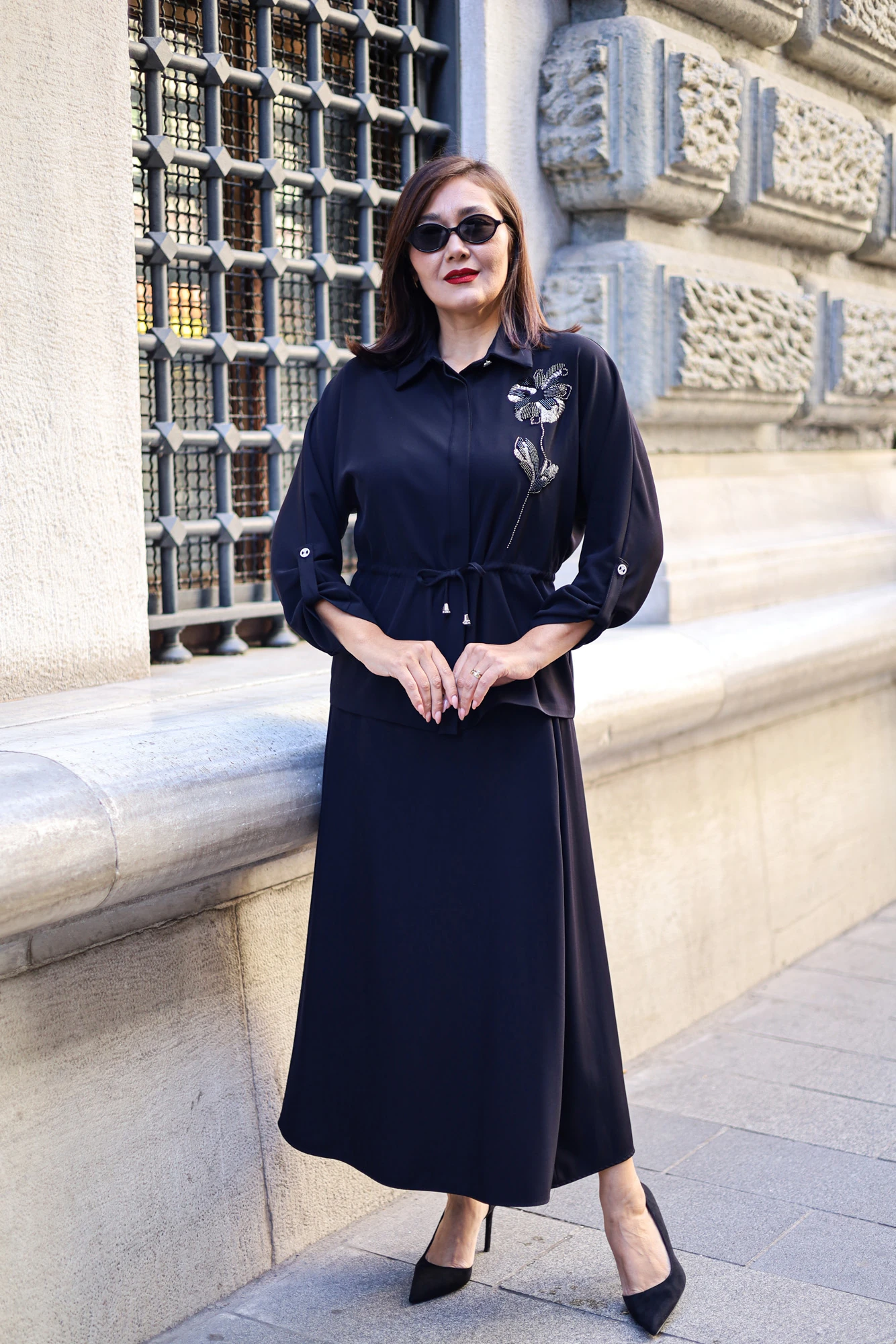 Fleur Desenli Nakış İşlemeli Kuşaklı Takım 3268