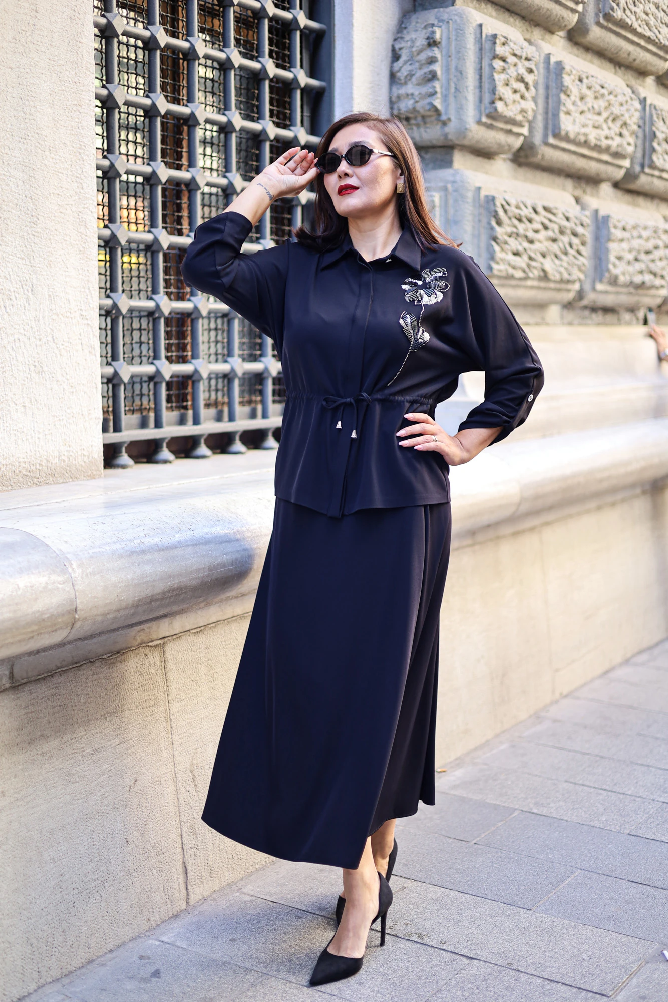 Fleur Desenli Nakış İşlemeli Kuşaklı Takım 3268