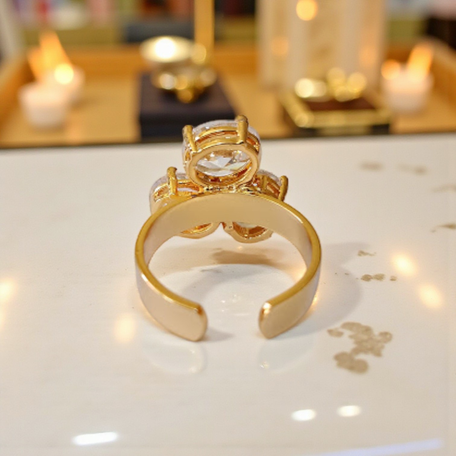 Oval Zircon Stone Gold Plated Ring