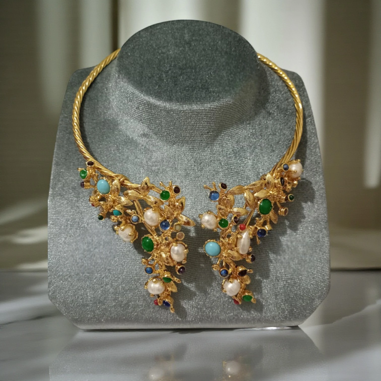 Elyapımı Altın Kaplamalı Doğal İncili Kolye