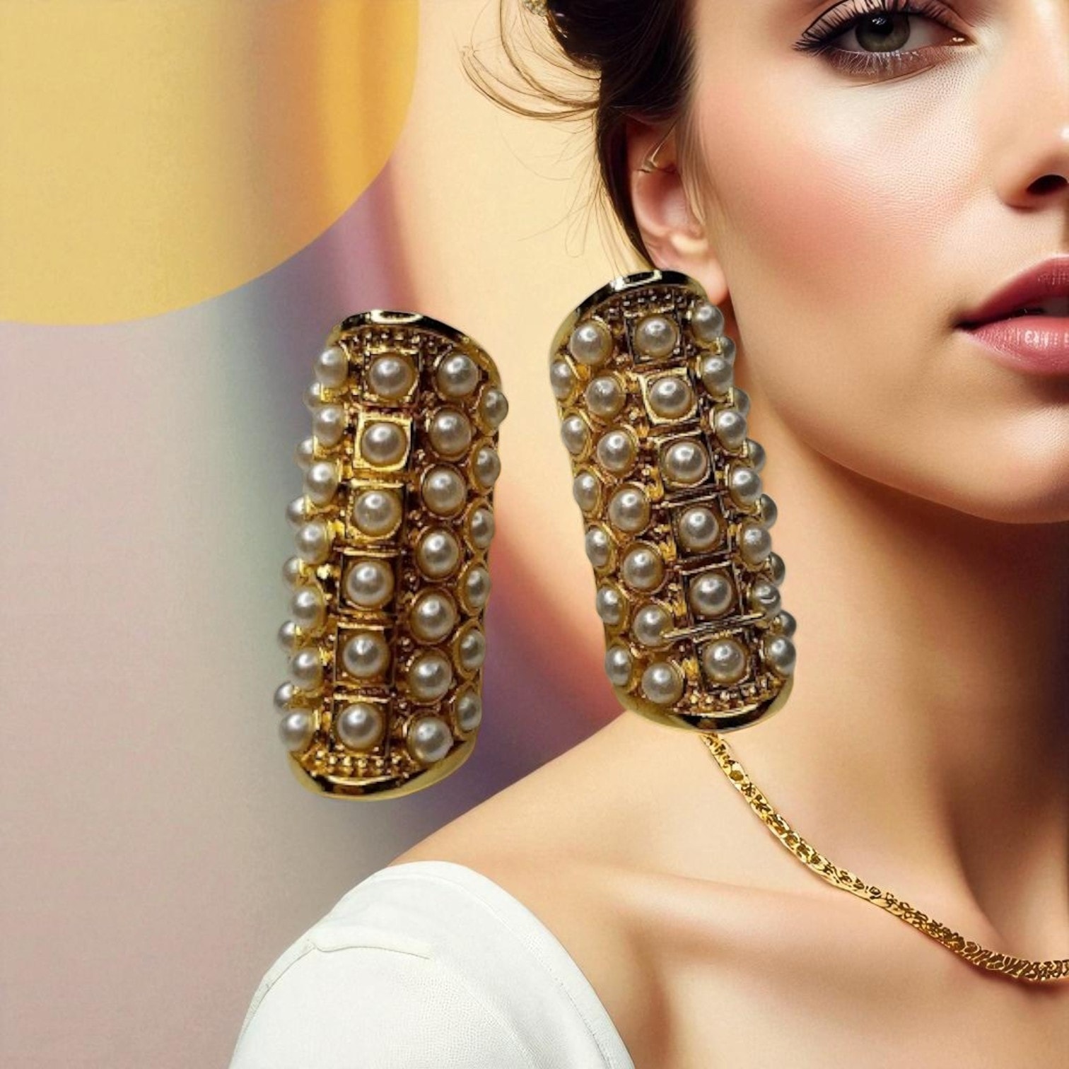 Gold-Plated Bamboo Pearl Earrings