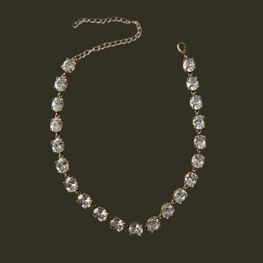 Zircon Stone Choker - White