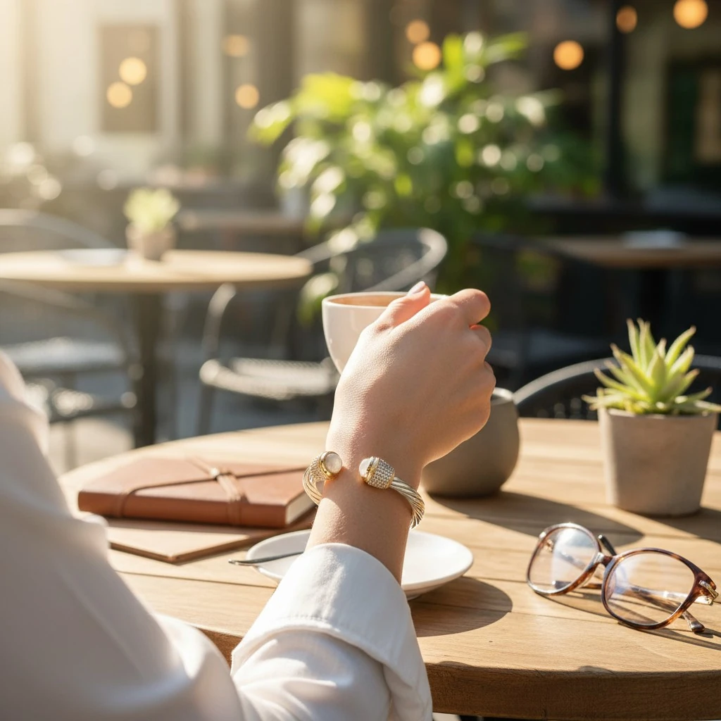Altın Ve Gümüş Kaplamalı Huni Burgulu Zirkon Taşlı Bilezik