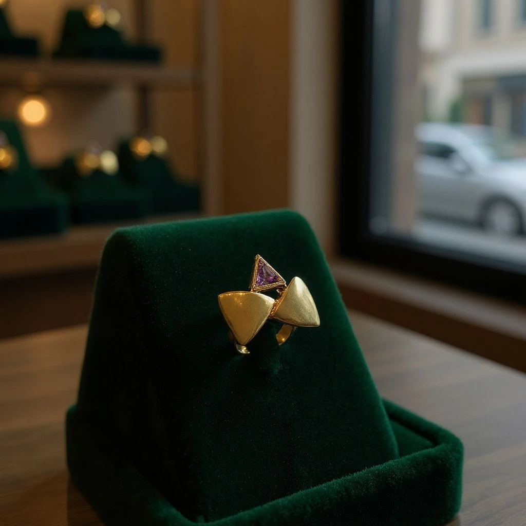 Gold Plated Triangle Zircon  Rings - Amatis