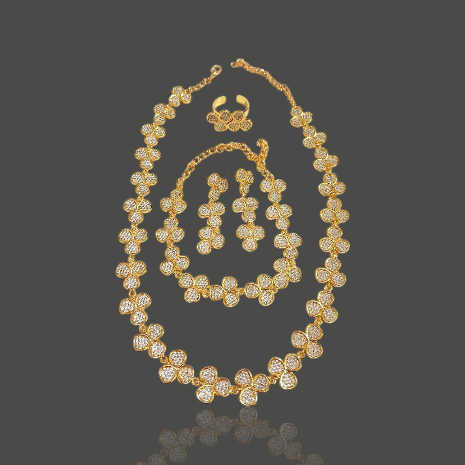 Altın Kaplamalı Yonca Model  Set