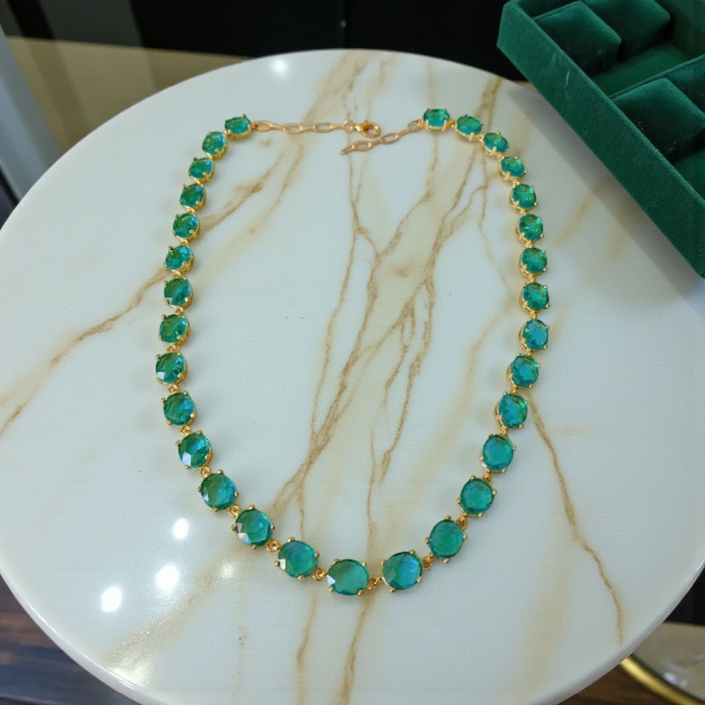 Zirkon Taşlı Choker - Aquamarine