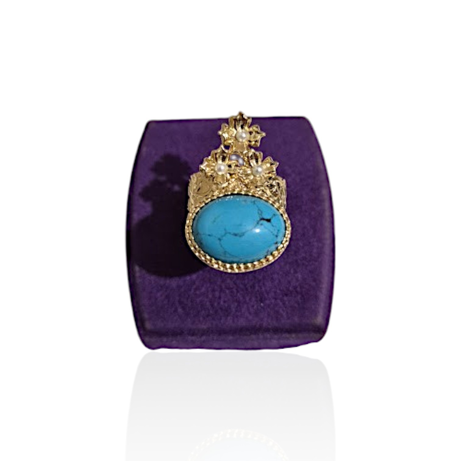 Handmade Gold Plated Ring - Turquoise