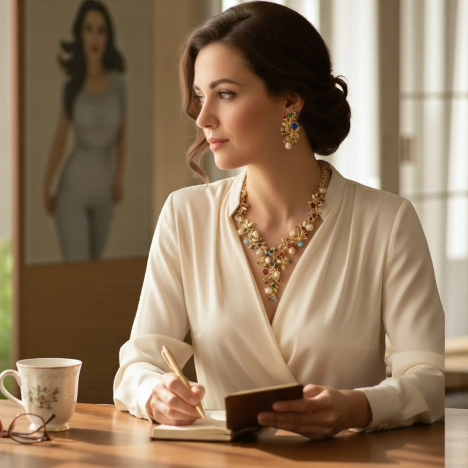 Handmade Gold Plated Natural Pearl and Stone Set - Mixed color