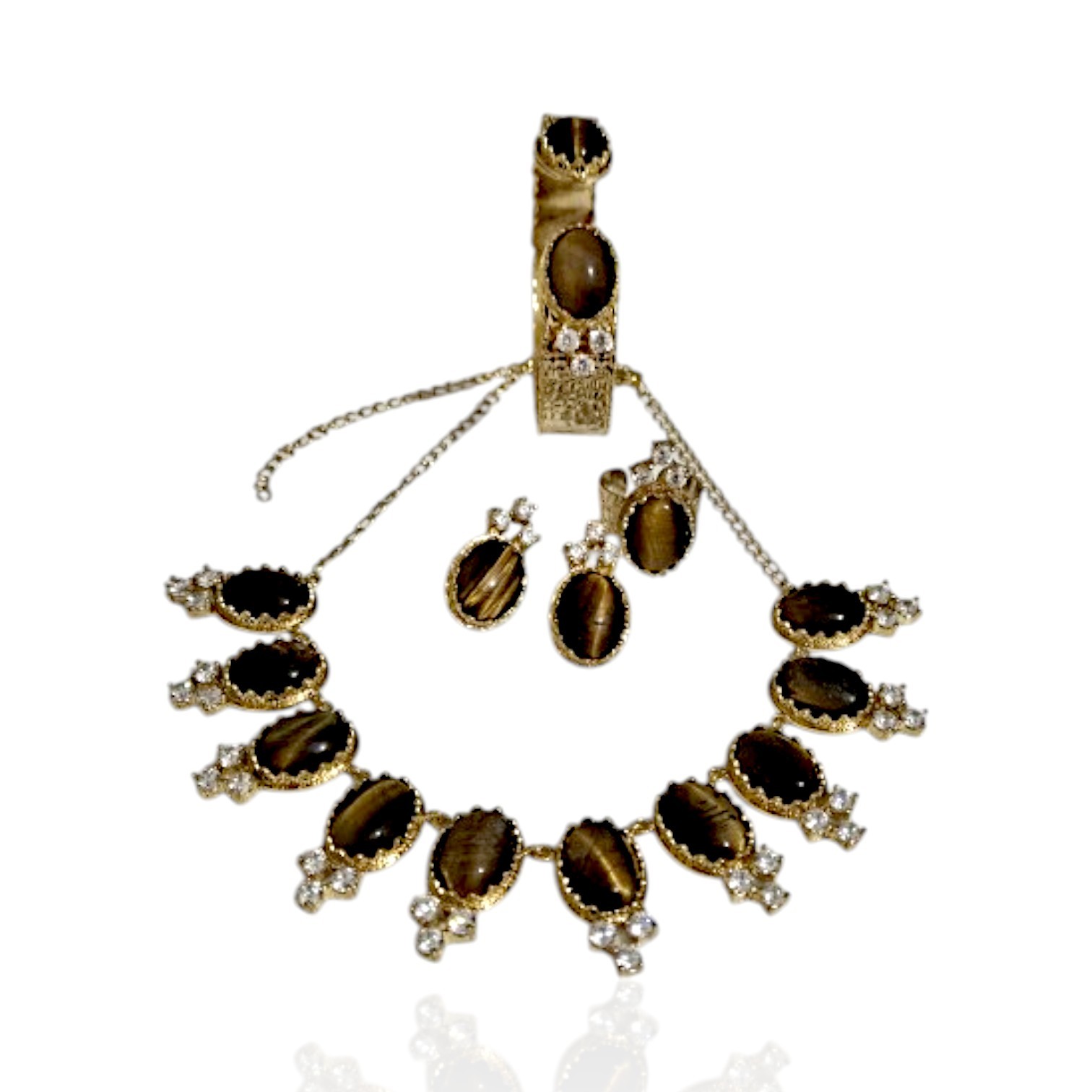 Gold Plated Tiger Eye Set