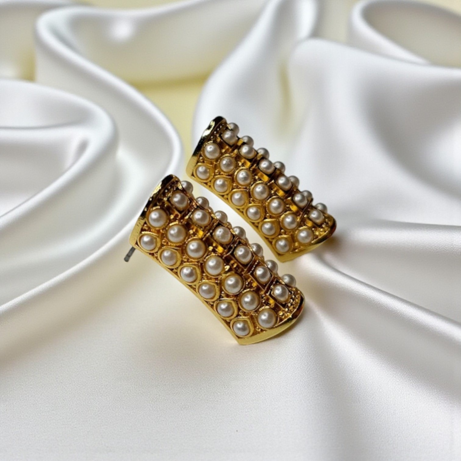 Gold-Plated Bamboo Pearl Earrings